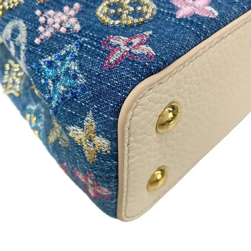 Louis Vuitton Capucines MINI Others Handbag M12947 Denim Blue Cream Denim